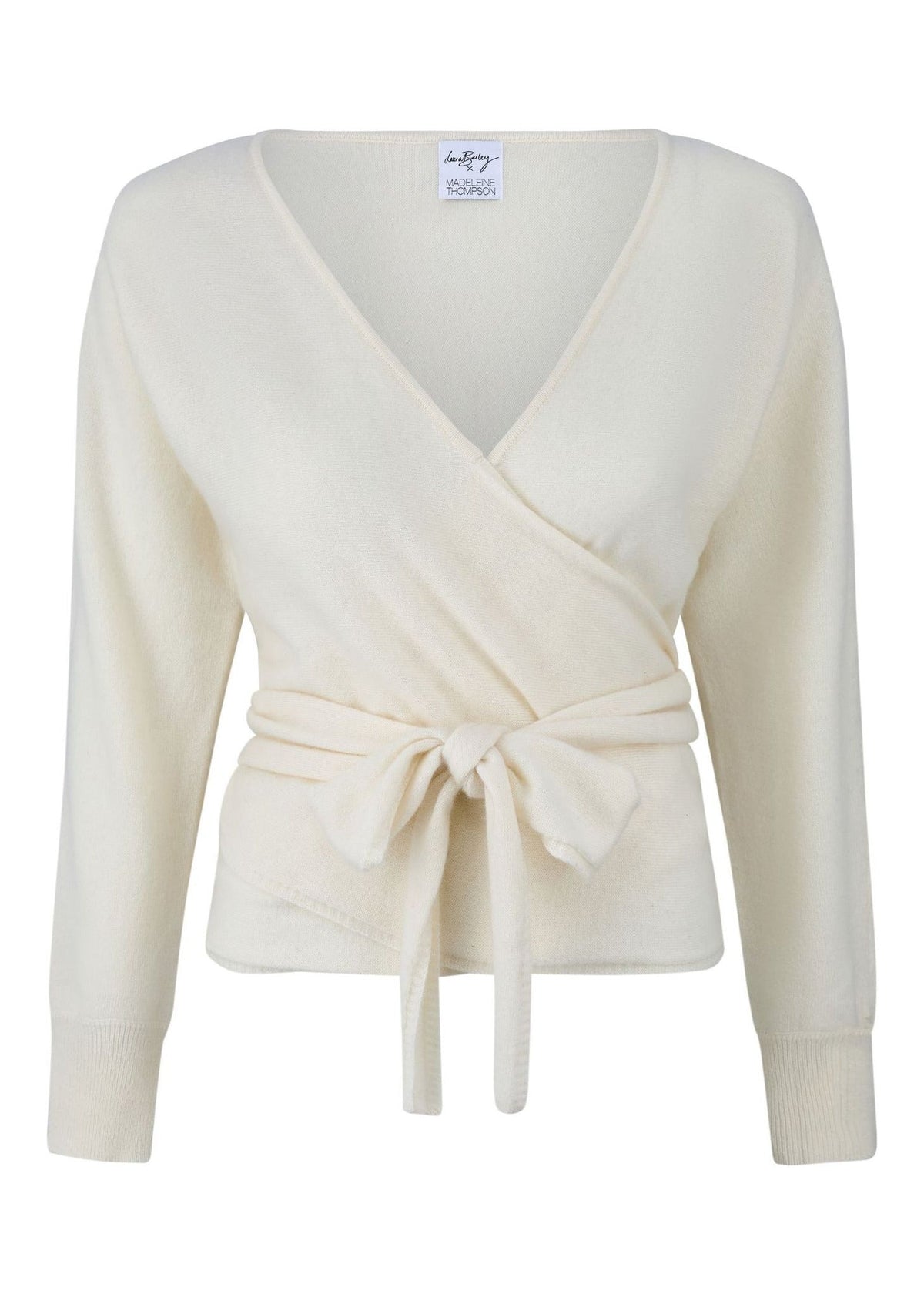 Athena Cardigan in cream — front cut-out