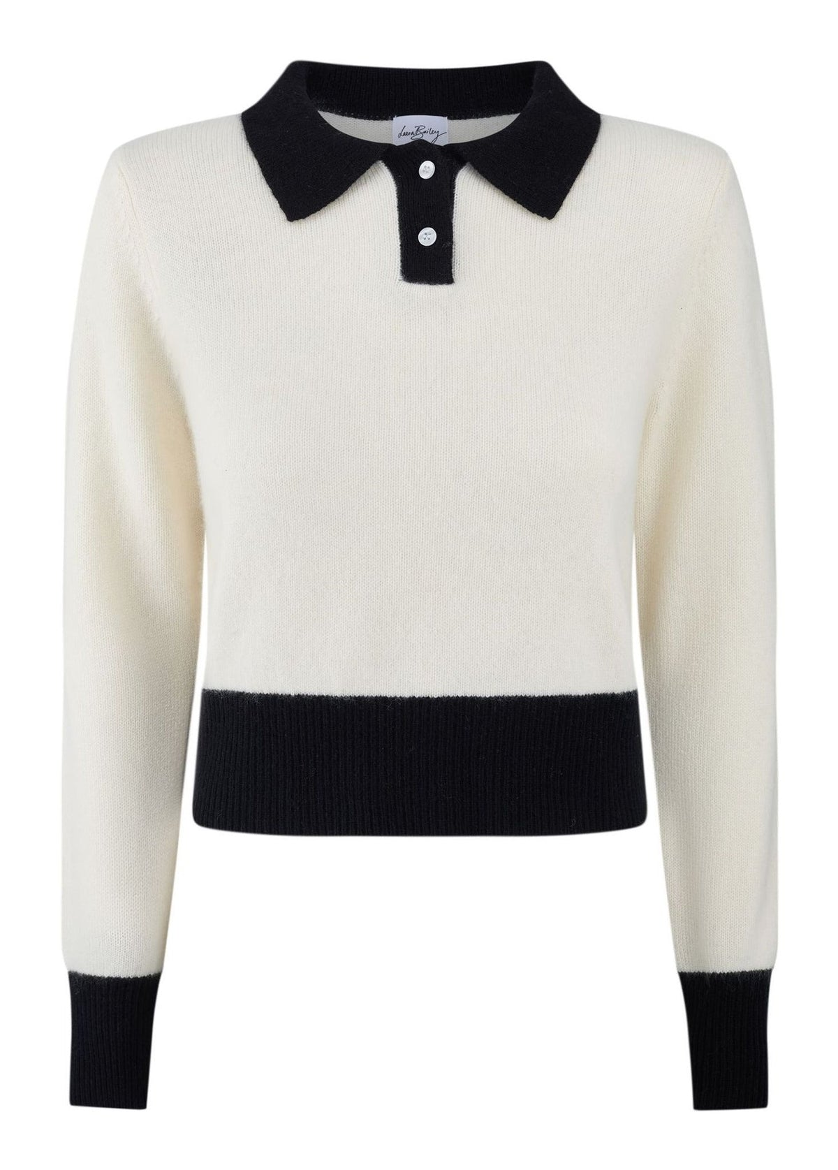 Katie Top in cream with black — front cut-out