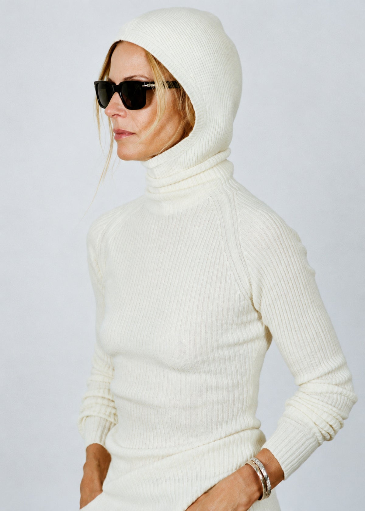 Emily Bonnet in cream — Laura Bailey × Madeleine Thompson — AI portrait reframe