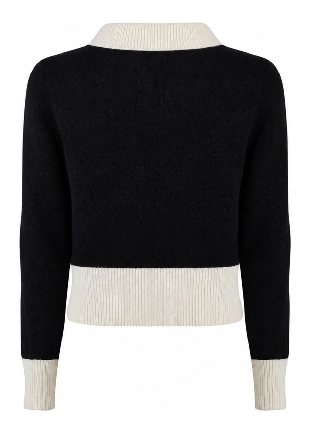 Katie Top in black with cream — back cut-out