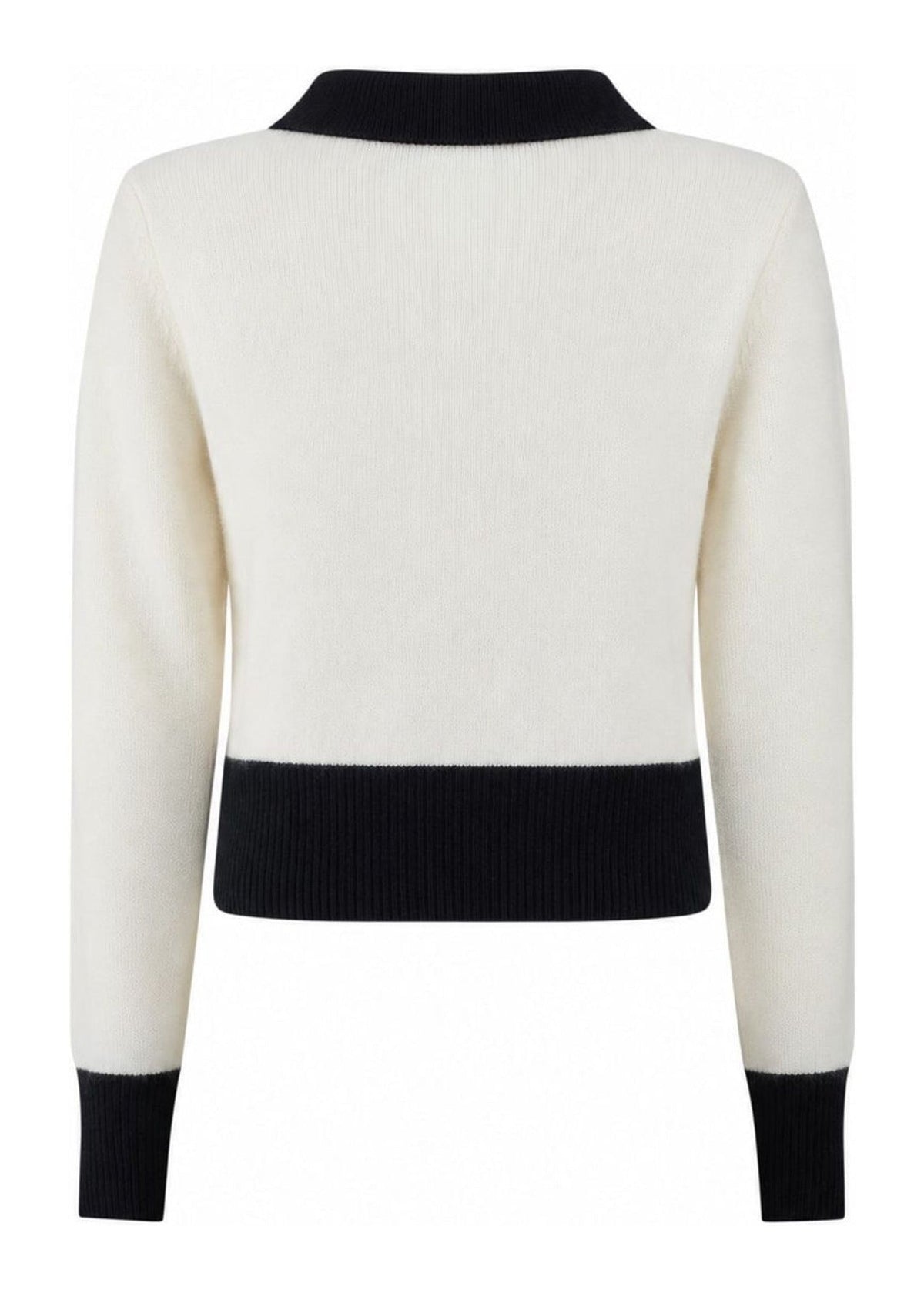 Katie Top in cream with black — back cut-out