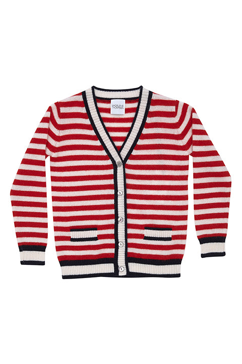 Cream Red and Navy Bami Cardigan