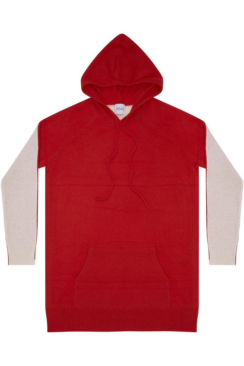 Cream and Red Attis Hoody Top